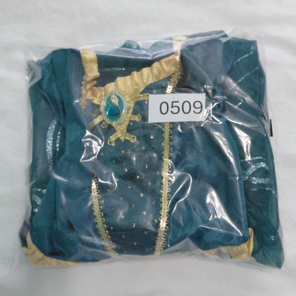 Disney Store Merida Brave Costume Dress Teal Gold Velvet Sequin Girls 5/6